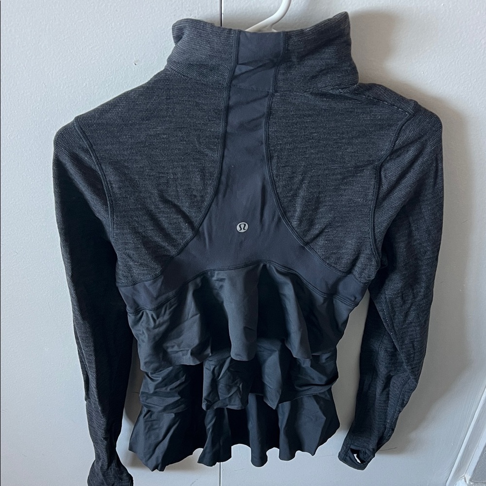 lululemon Gray Ruffle Back Zip up